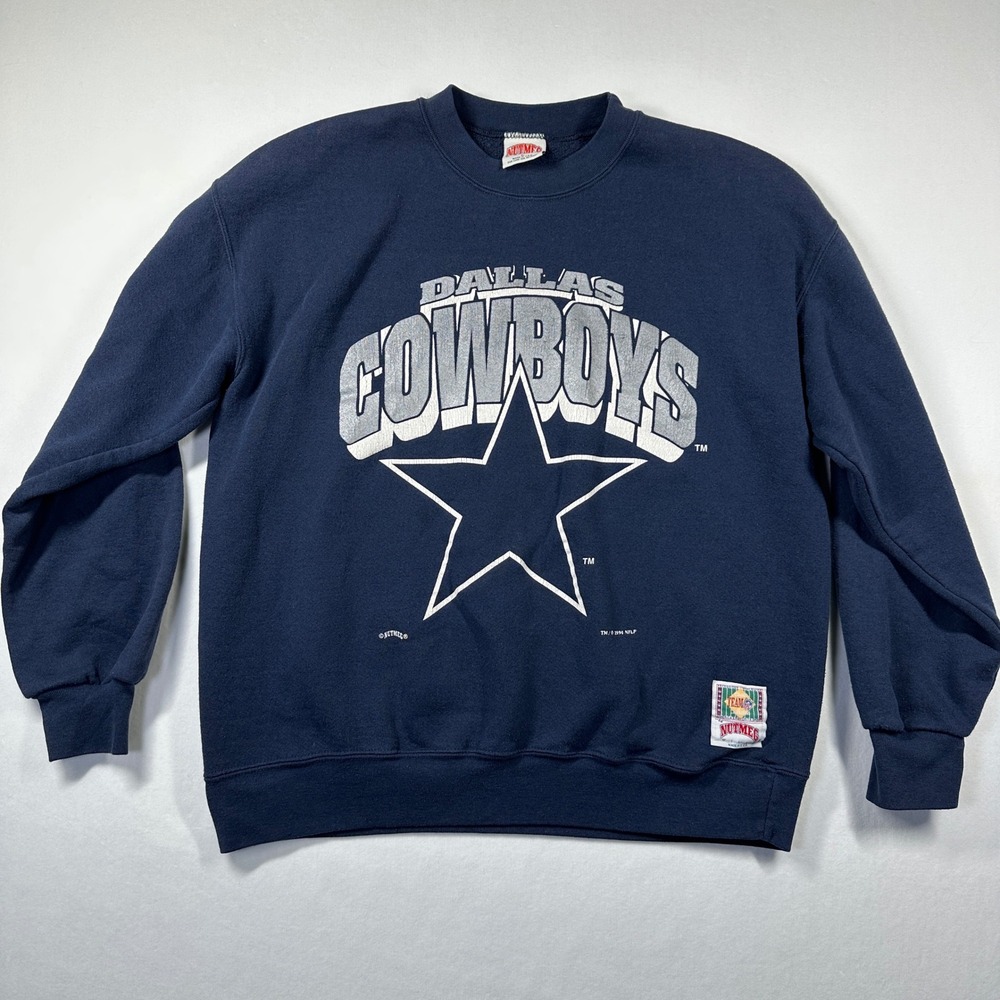 Nutmeg Vintage 1994 Dallas Cowboys L Navy Blue Sweatshirt NFL Retro 90s Made USA